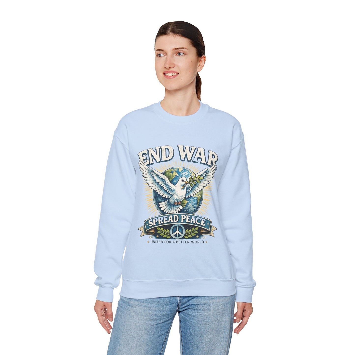 End War Spread Peace Vintage Dove Sweatshirt – Unisex Classic Crewneck - JennyCool