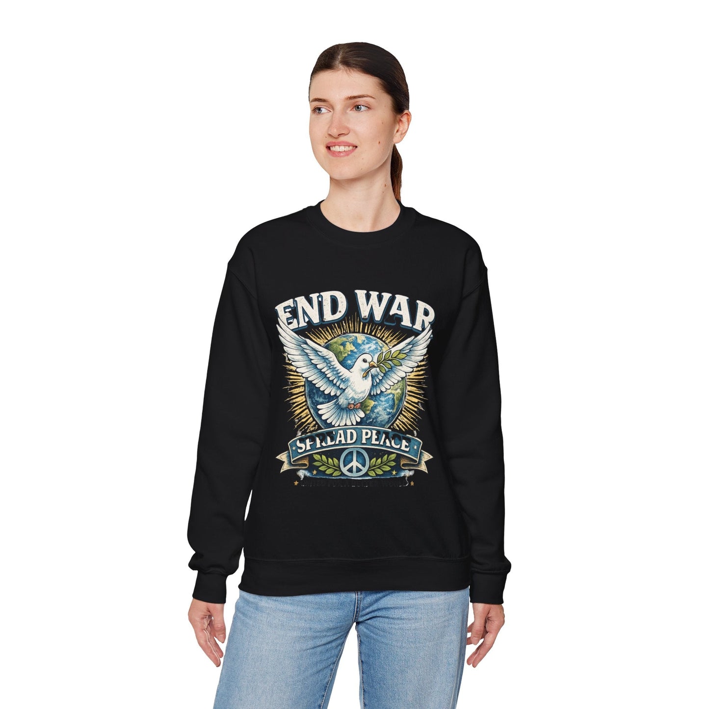 End War Spread Peace Vintage Dove Sweatshirt – Unisex Classic Crewneck - JennyCool