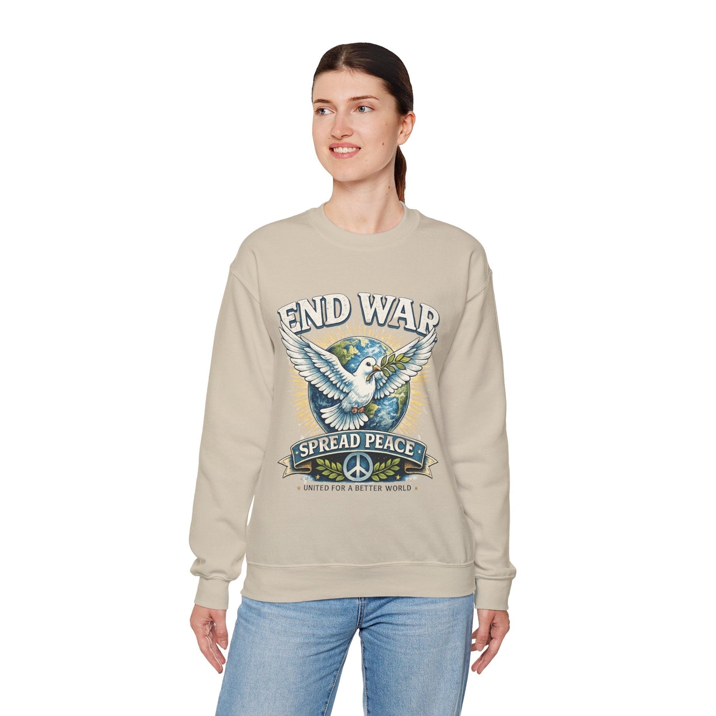 End War Spread Peace Vintage Dove Sweatshirt – Unisex Classic Crewneck - JennyCool