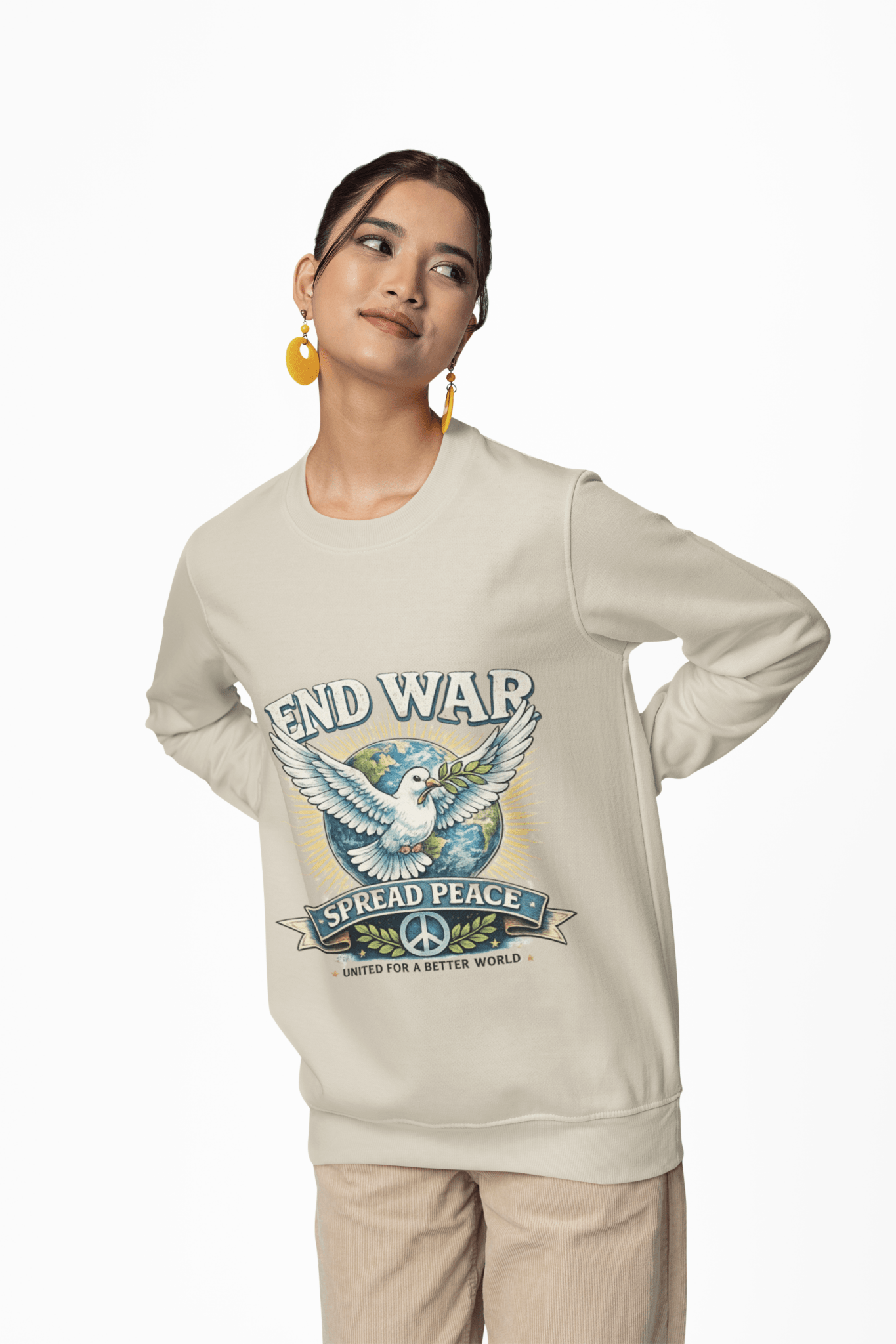 End War Spread Peace Vintage Dove Sweatshirt – Unisex Classic Crewneck - JennyCool
