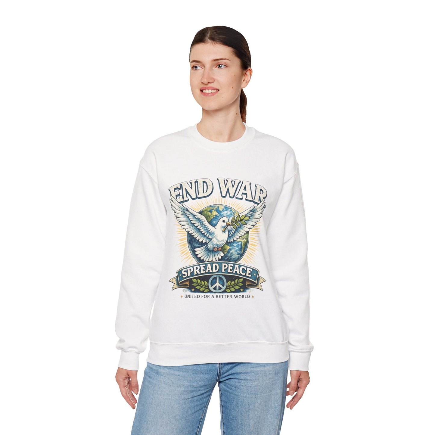 End War Spread Peace Vintage Dove Sweatshirt – Unisex Classic Crewneck - JennyCool