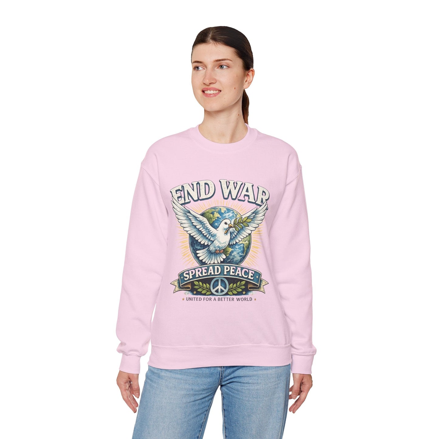 End War Spread Peace Vintage Dove Sweatshirt – Unisex Classic Crewneck - JennyCool