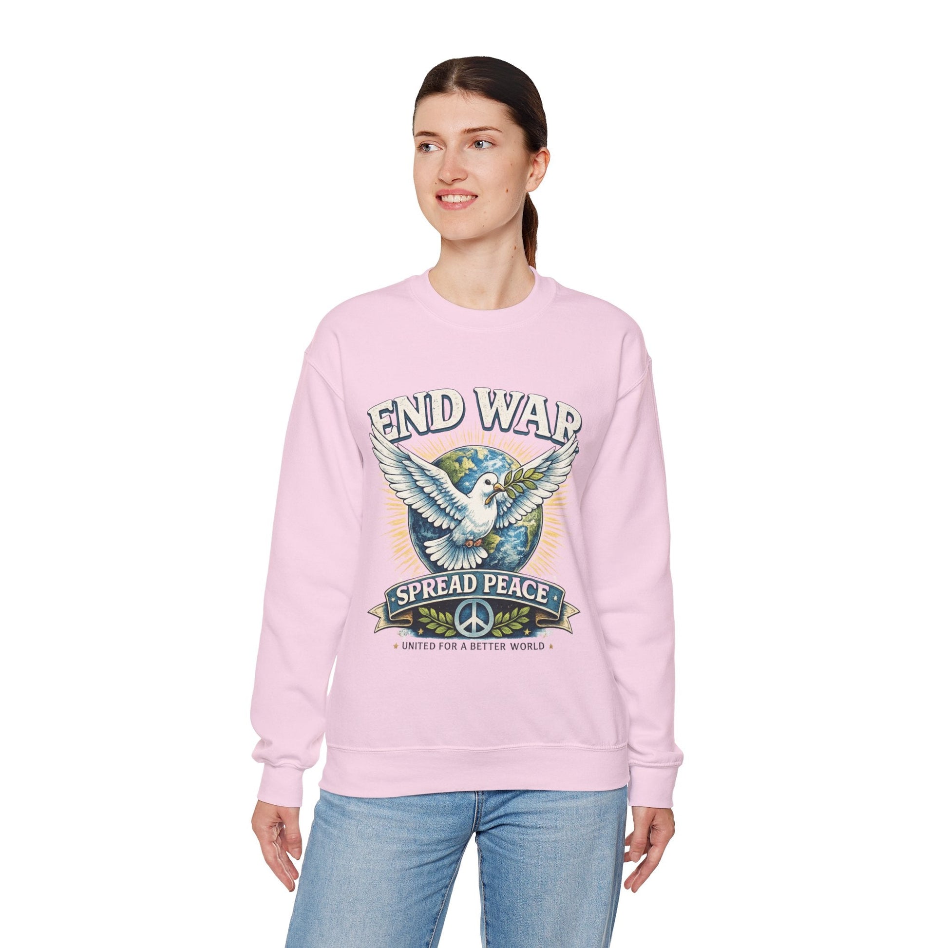 End War Spread Peace Vintage Dove Sweatshirt – Unisex Classic Crewneck - JennyCool