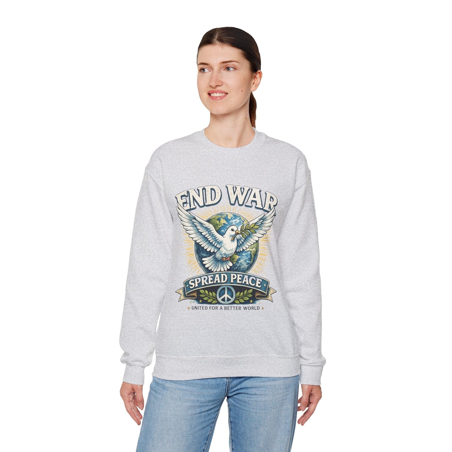 End War Spread Peace Vintage Dove Sweatshirt – Unisex Classic Crewneck - JennyCool