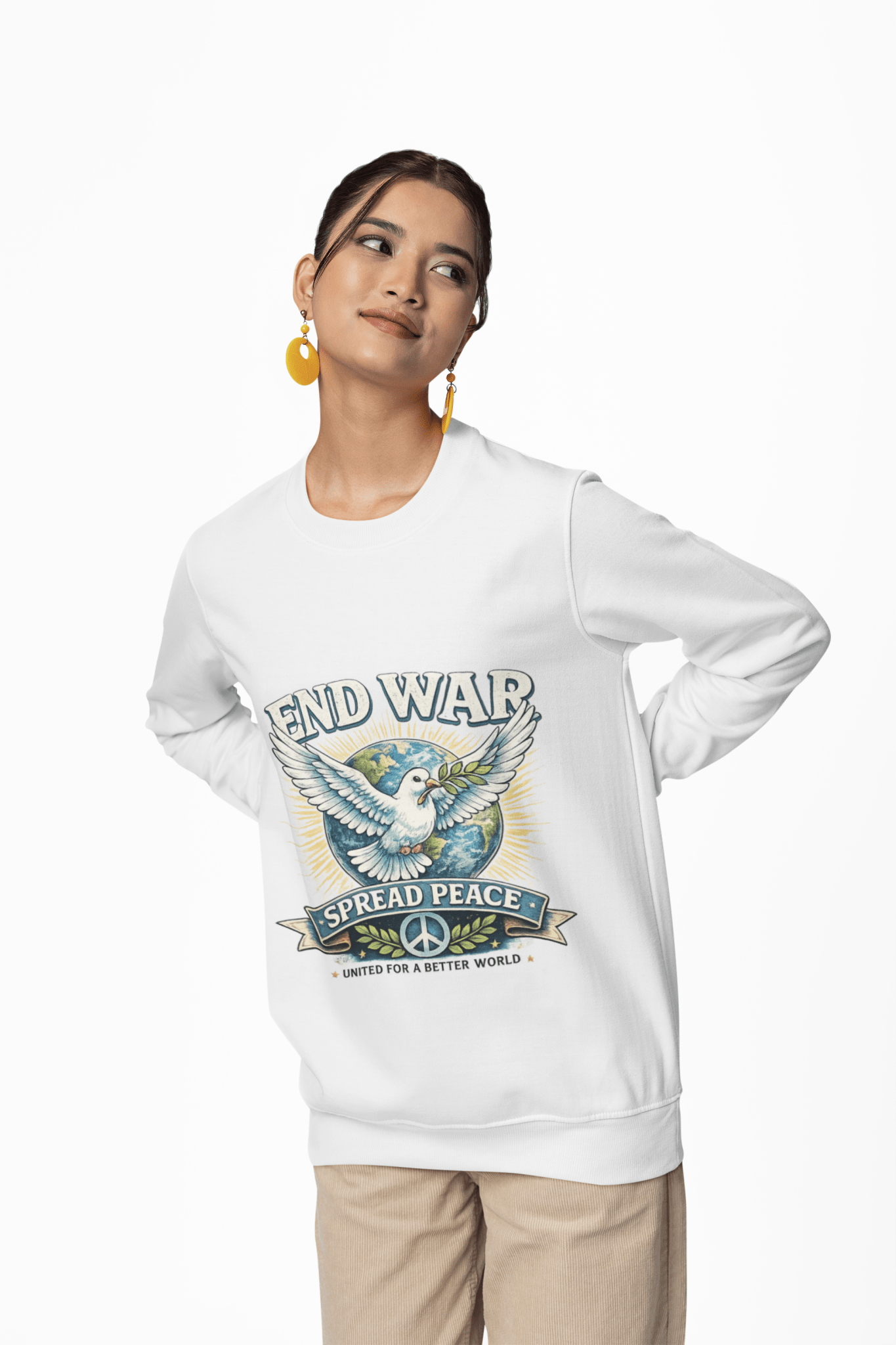 End War Spread Peace Vintage Dove Sweatshirt – Unisex Classic Crewneck - JennyCool