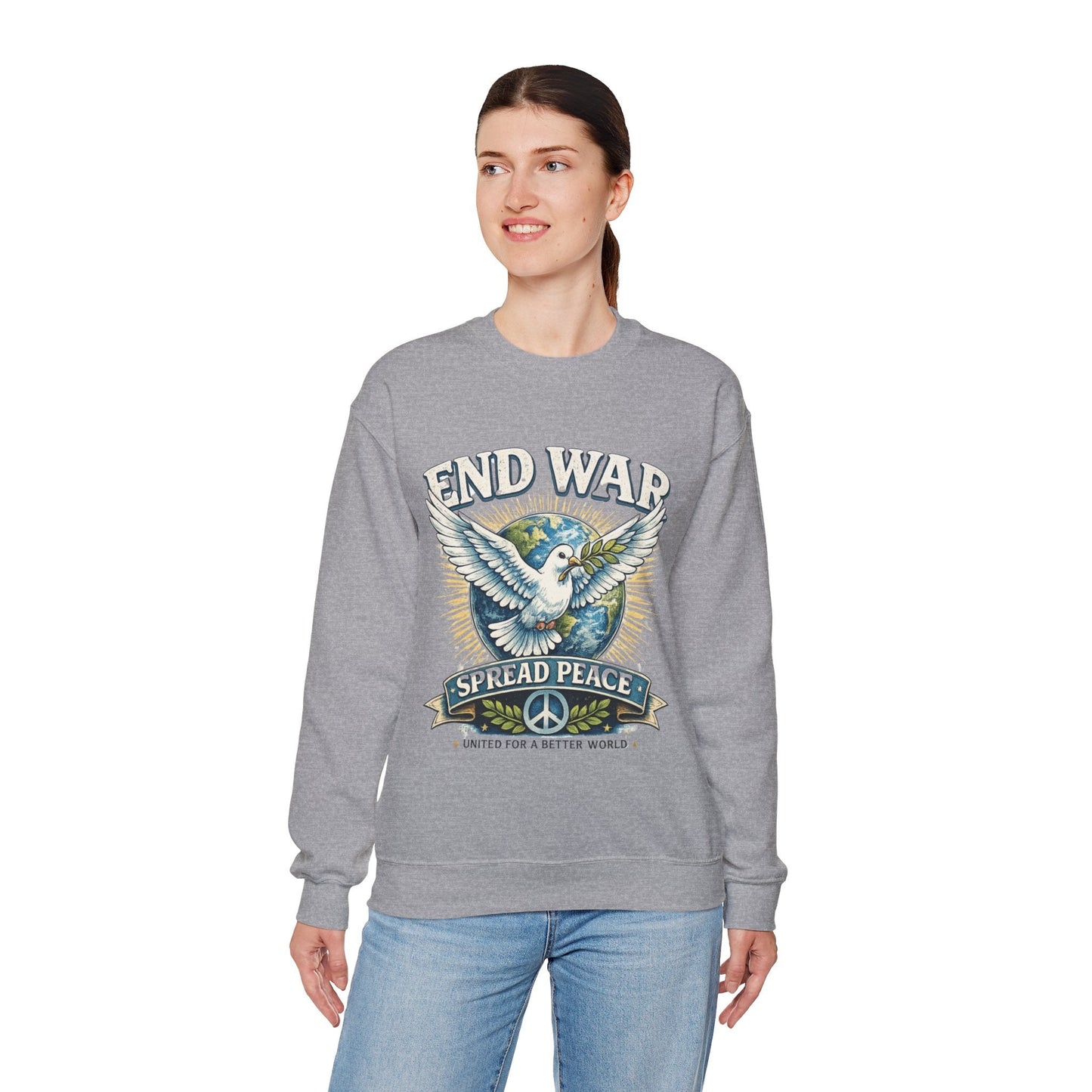 End War Spread Peace Vintage Dove Sweatshirt – Unisex Classic Crewneck - JennyCool