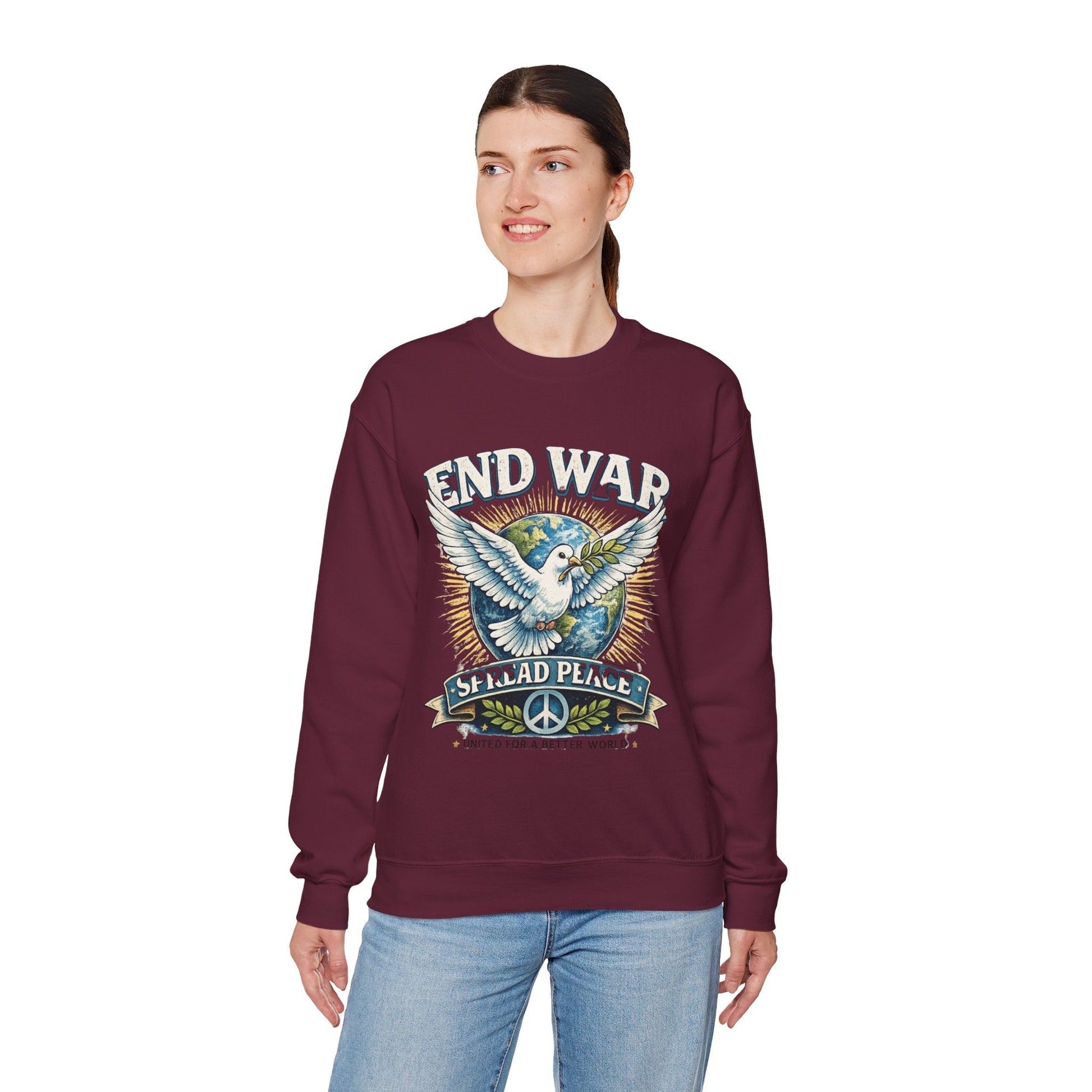 End War Spread Peace Vintage Dove Sweatshirt – Unisex Classic Crewneck - JennyCool