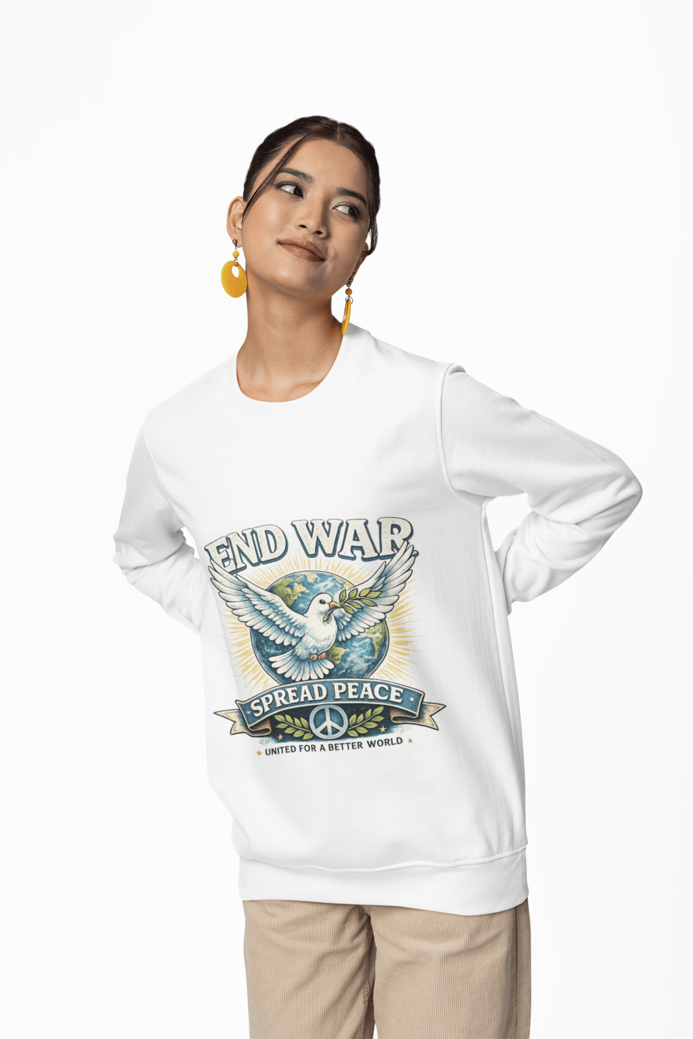 End War Spread Peace Vintage Dove Sweatshirt – Unisex Classic Crewneck - JennyCool