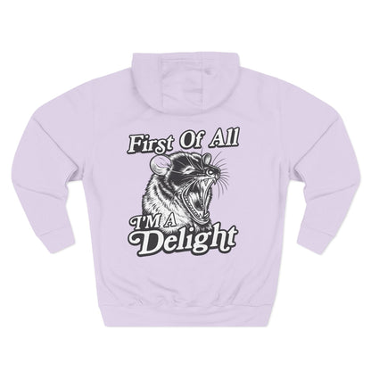 First Of All I’m A Delight Graphic Sweatshirt – Front & Back Rat Design Crewneck - JennyCool