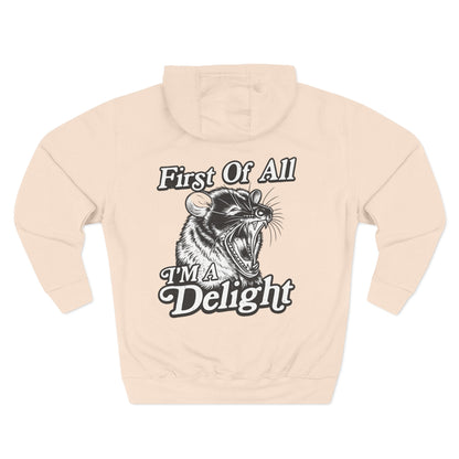 First Of All I’m A Delight Graphic Sweatshirt – Front & Back Rat Design Crewneck - JennyCool