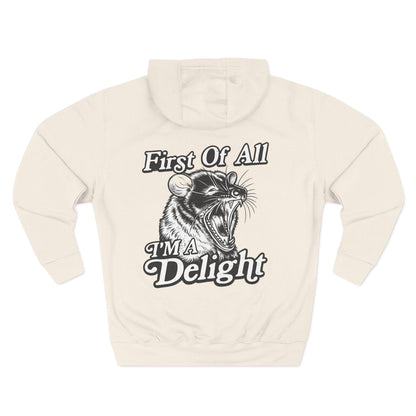 First Of All I’m A Delight Graphic Sweatshirt – Front & Back Rat Design Crewneck - JennyCool