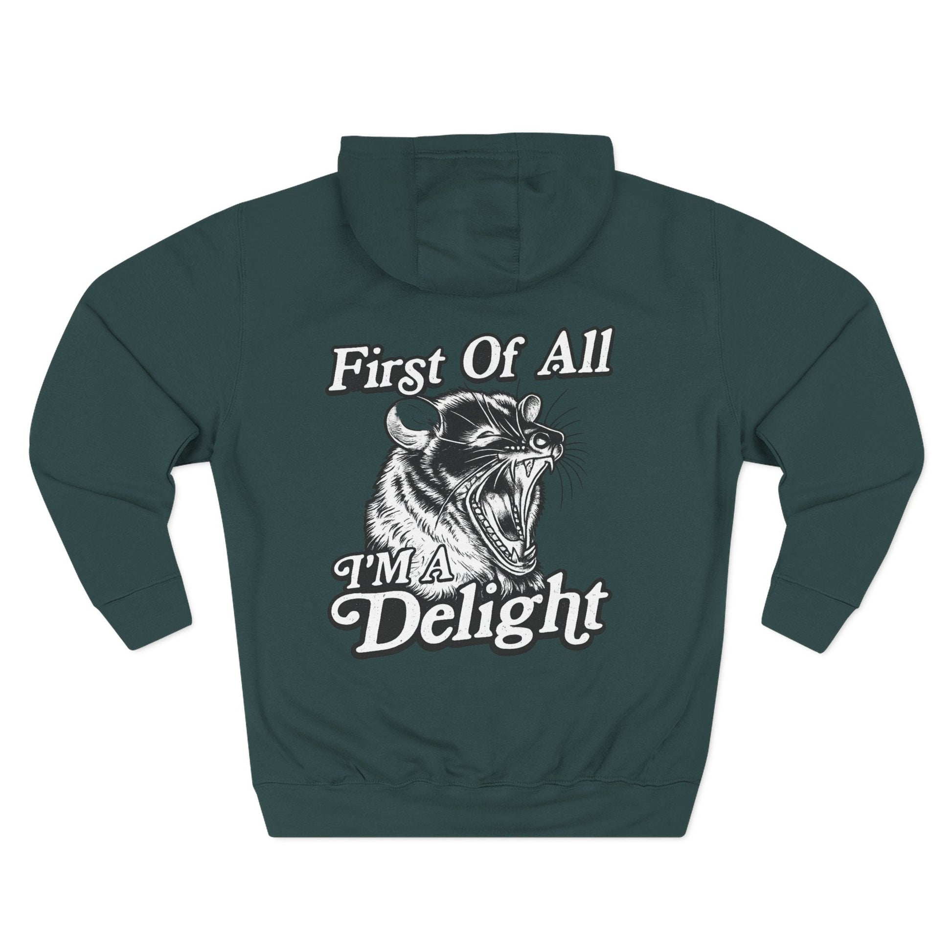 First Of All I’m A Delight Graphic Sweatshirt – Front & Back Rat Design Crewneck - JennyCool