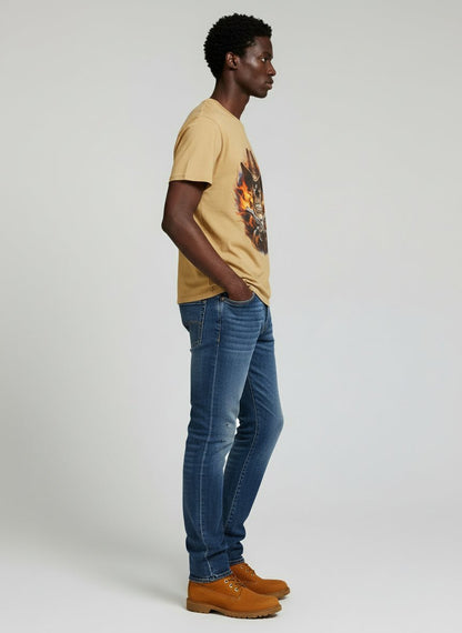 Flaming Cowboy Skull T-Shirt — Western Skull & Crossed Pistols Graphic Tee - JennyCool