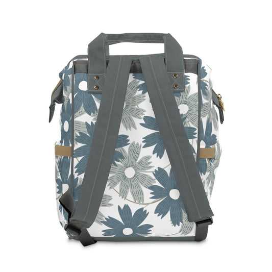 Floral Multifunctional Diaper Backpack – Spacious Baby Changing Bag with Insulated Bottle Pockets - JennyCool