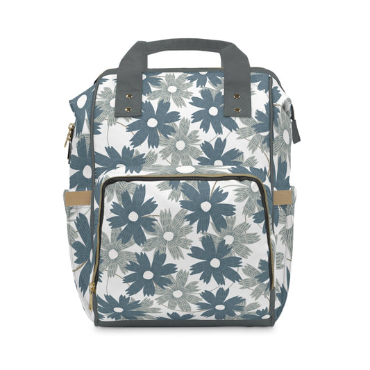 Floral Multifunctional Diaper Backpack – Spacious Baby Changing Bag with Insulated Bottle Pockets - JennyCool