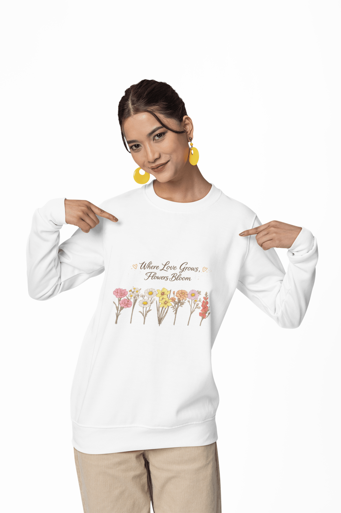 Floral Sweatshirt for Women – Where Love Grows Flowers Bloom Crewneck - JennyCool