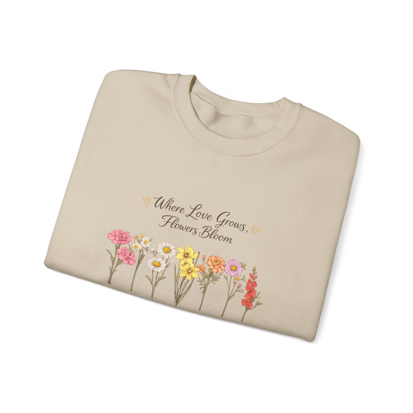 Floral Sweatshirt for Women – Where Love Grows Flowers Bloom Crewneck - JennyCool