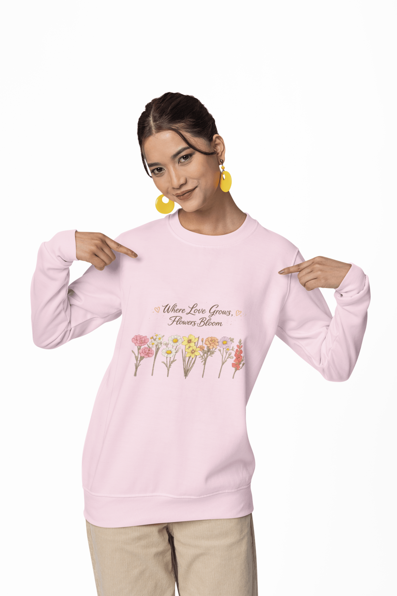 Floral Sweatshirt for Women – Where Love Grows Flowers Bloom Crewneck - JennyCool