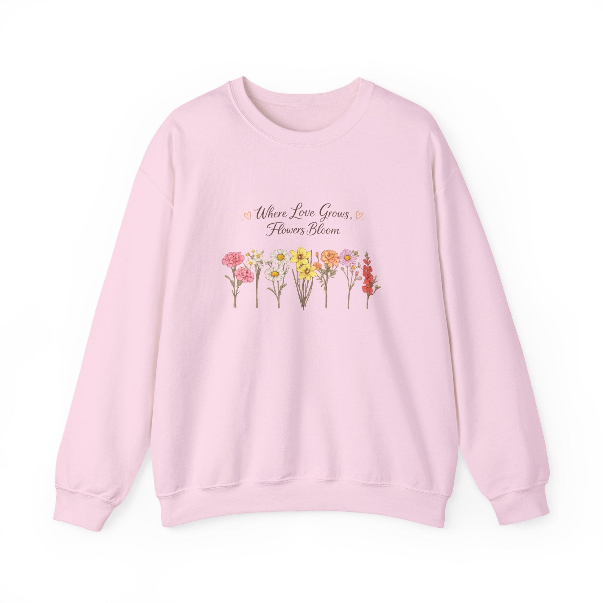 Floral Sweatshirt for Women – Where Love Grows Flowers Bloom Crewneck - JennyCool