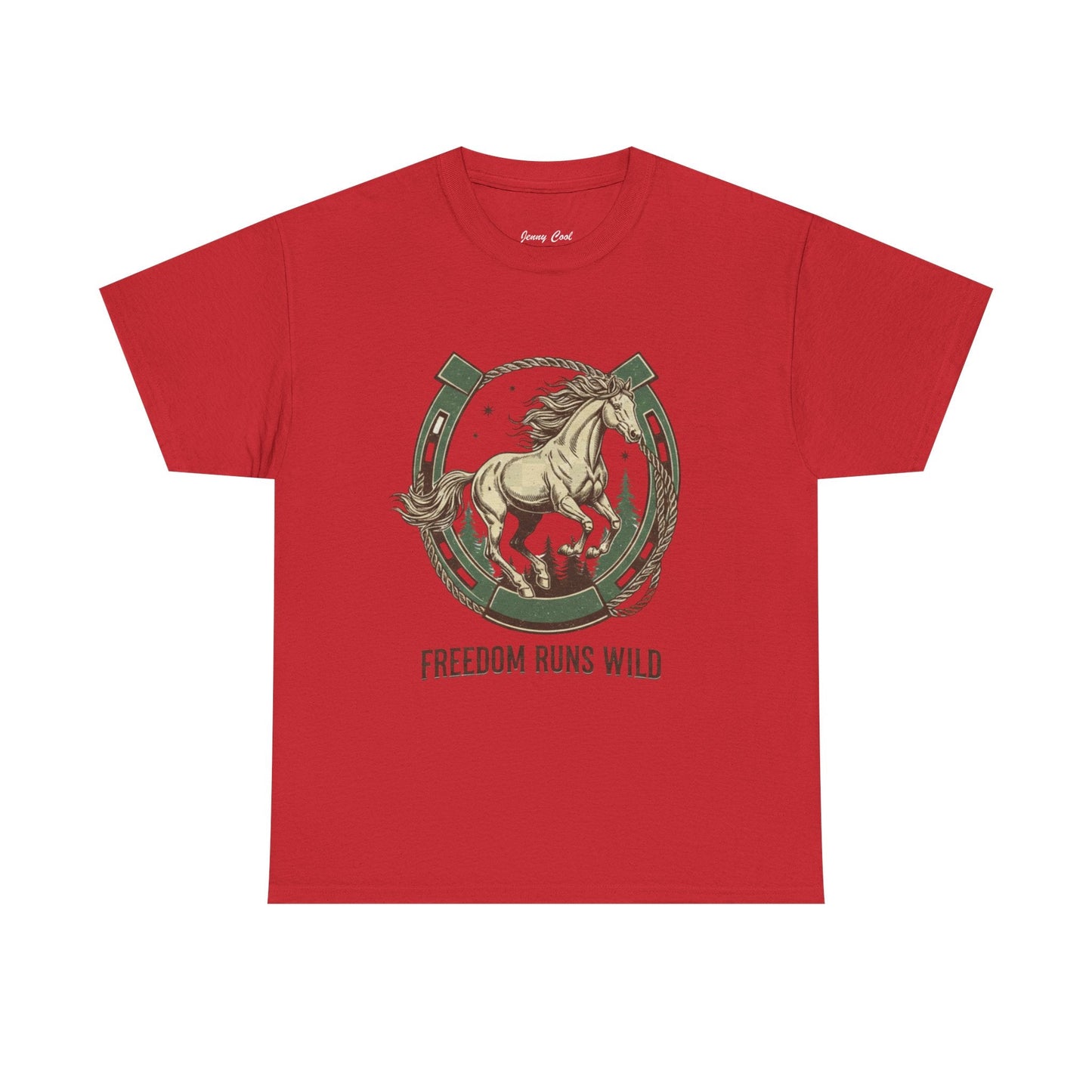 Freedom Runs Wild Horse Graphic T-Shirt – Vintage Western Men’s Tee - JennyCool