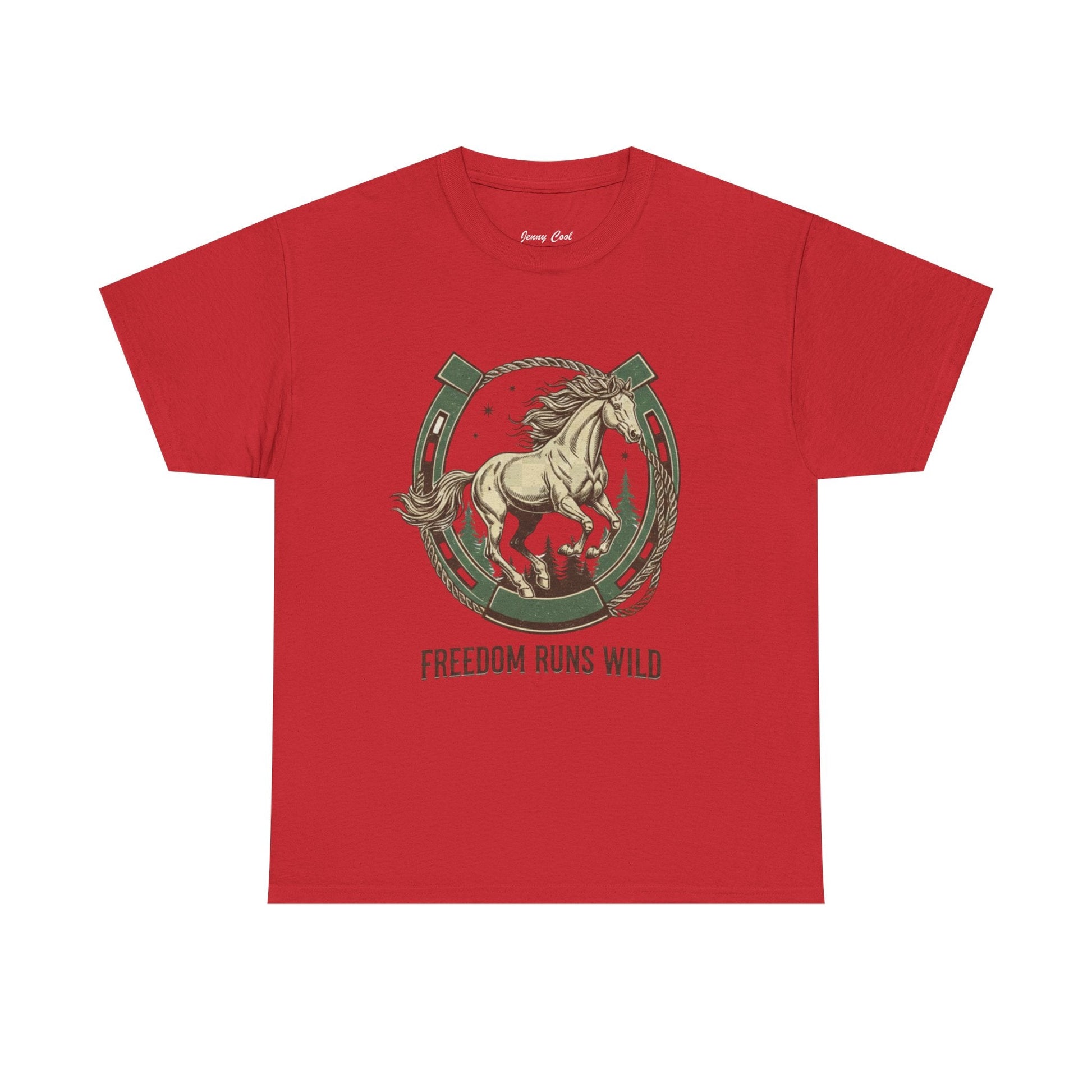 Freedom Runs Wild Horse Graphic T-Shirt – Vintage Western Men’s Tee - JennyCool