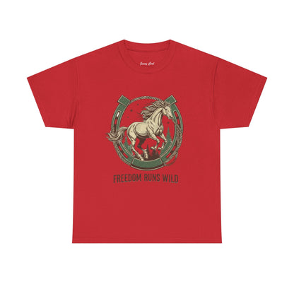 Freedom Runs Wild Horse Graphic T-Shirt – Vintage Western Men’s Tee - JennyCool