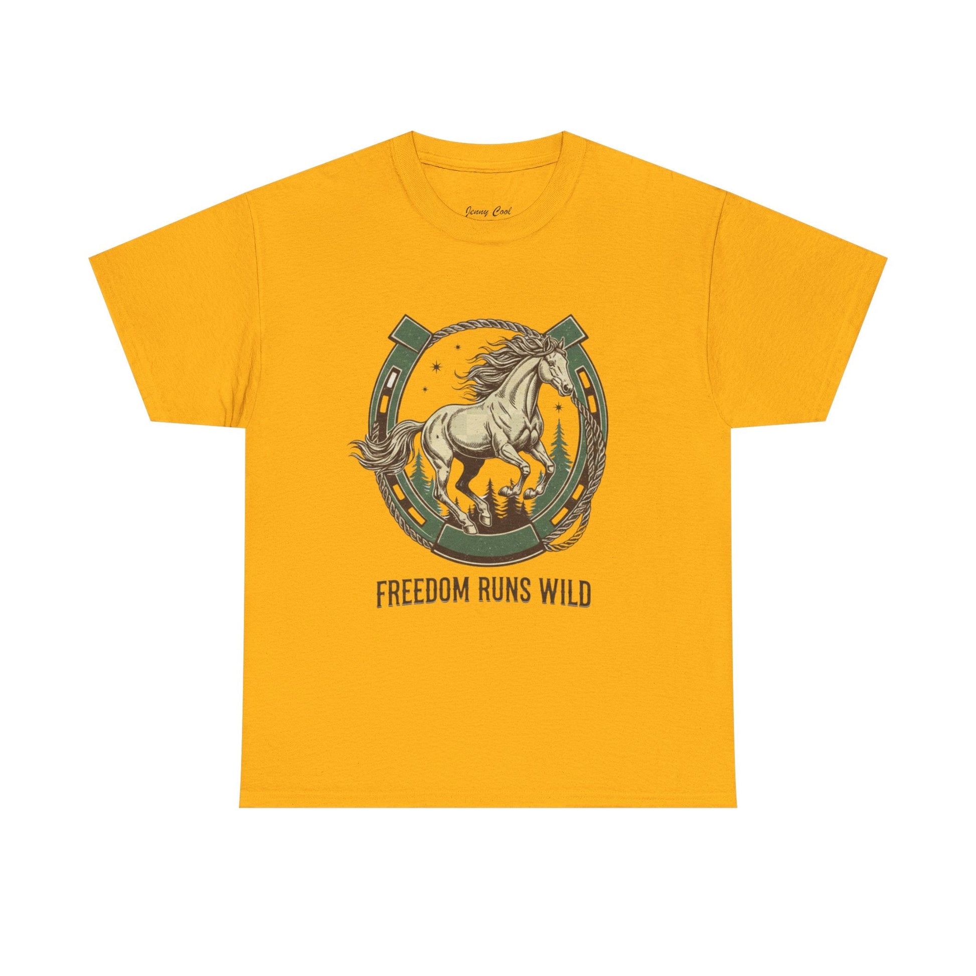 Freedom Runs Wild Horse Graphic T-Shirt – Vintage Western Men’s Tee - JennyCool