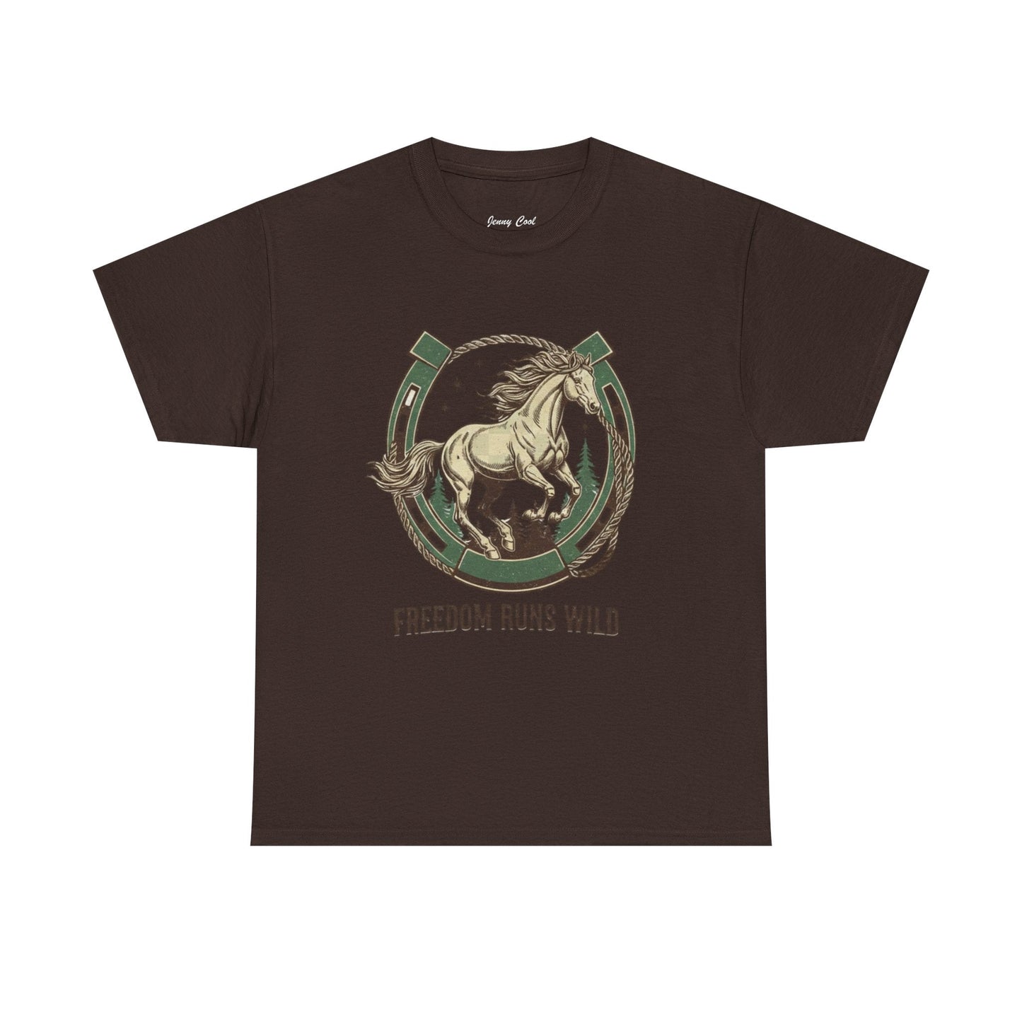 Freedom Runs Wild Horse Graphic T-Shirt – Vintage Western Men’s Tee - JennyCool