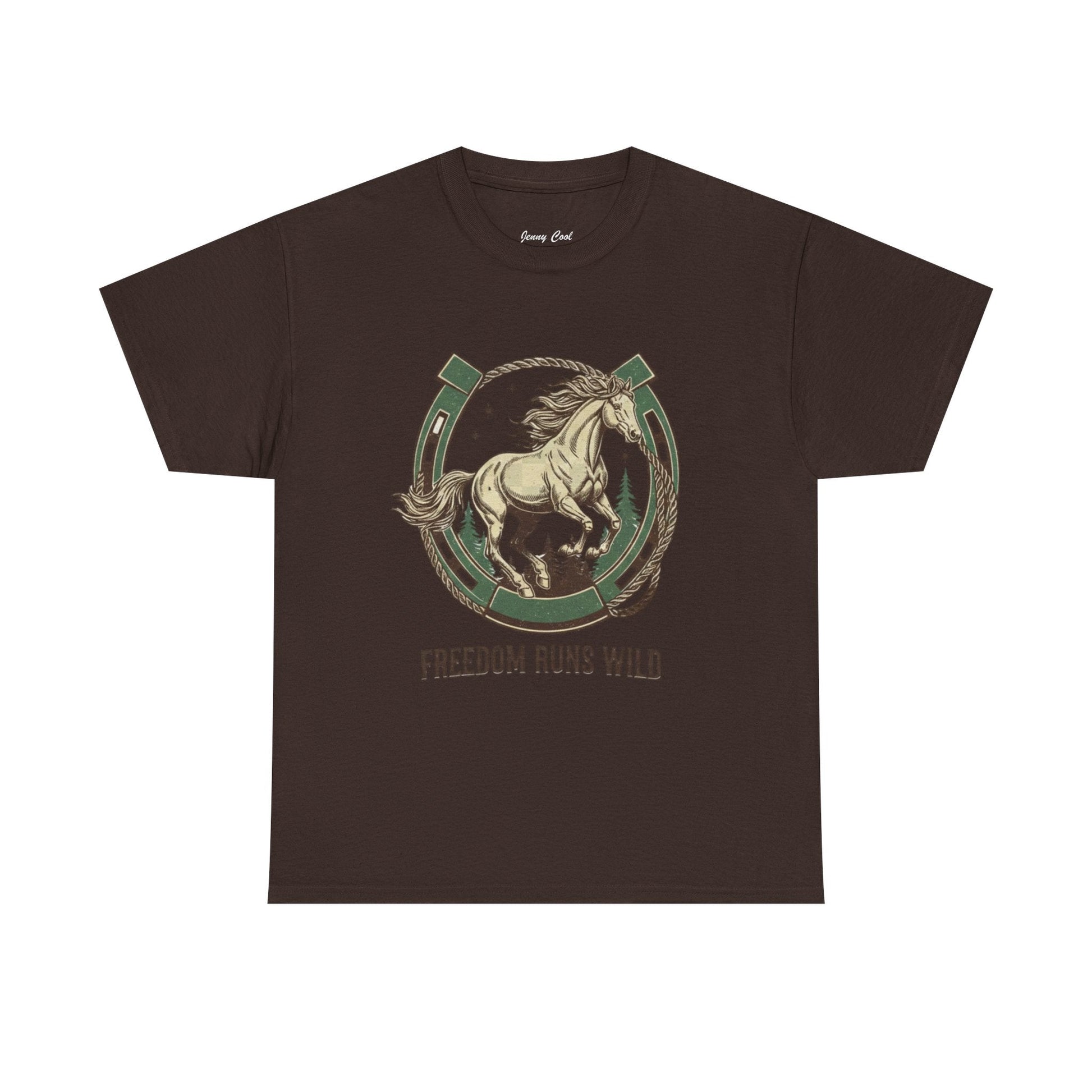 Freedom Runs Wild Horse Graphic T-Shirt – Vintage Western Men’s Tee - JennyCool