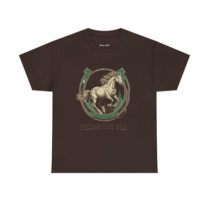 Freedom Runs Wild Horse Graphic T-Shirt – Vintage Western Men’s Tee - JennyCool