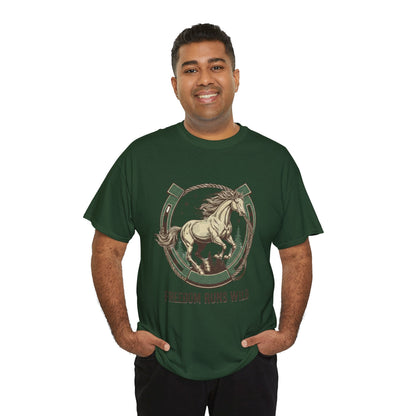 Freedom Runs Wild Horse Graphic T-Shirt – Vintage Western Men’s Tee - JennyCool