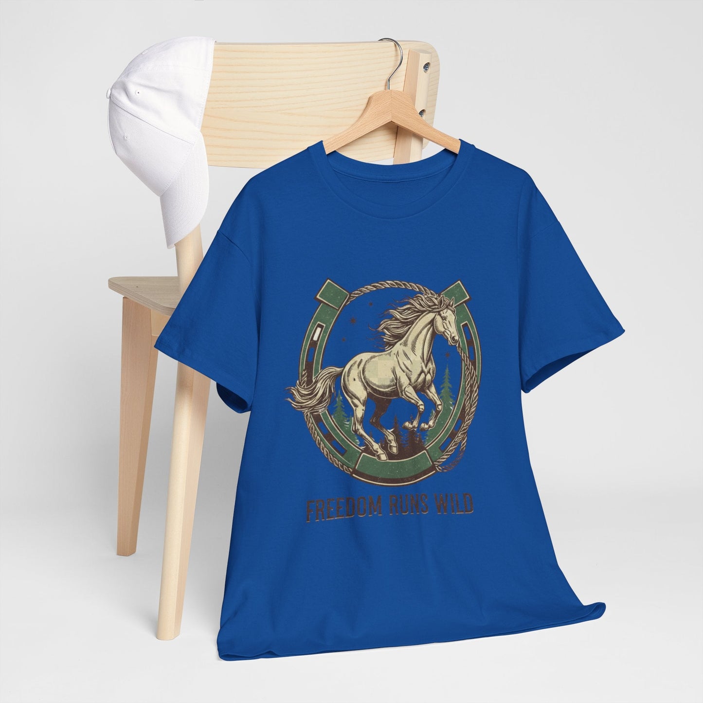 Freedom Runs Wild Horse Graphic T-Shirt – Vintage Western Men’s Tee - JennyCool