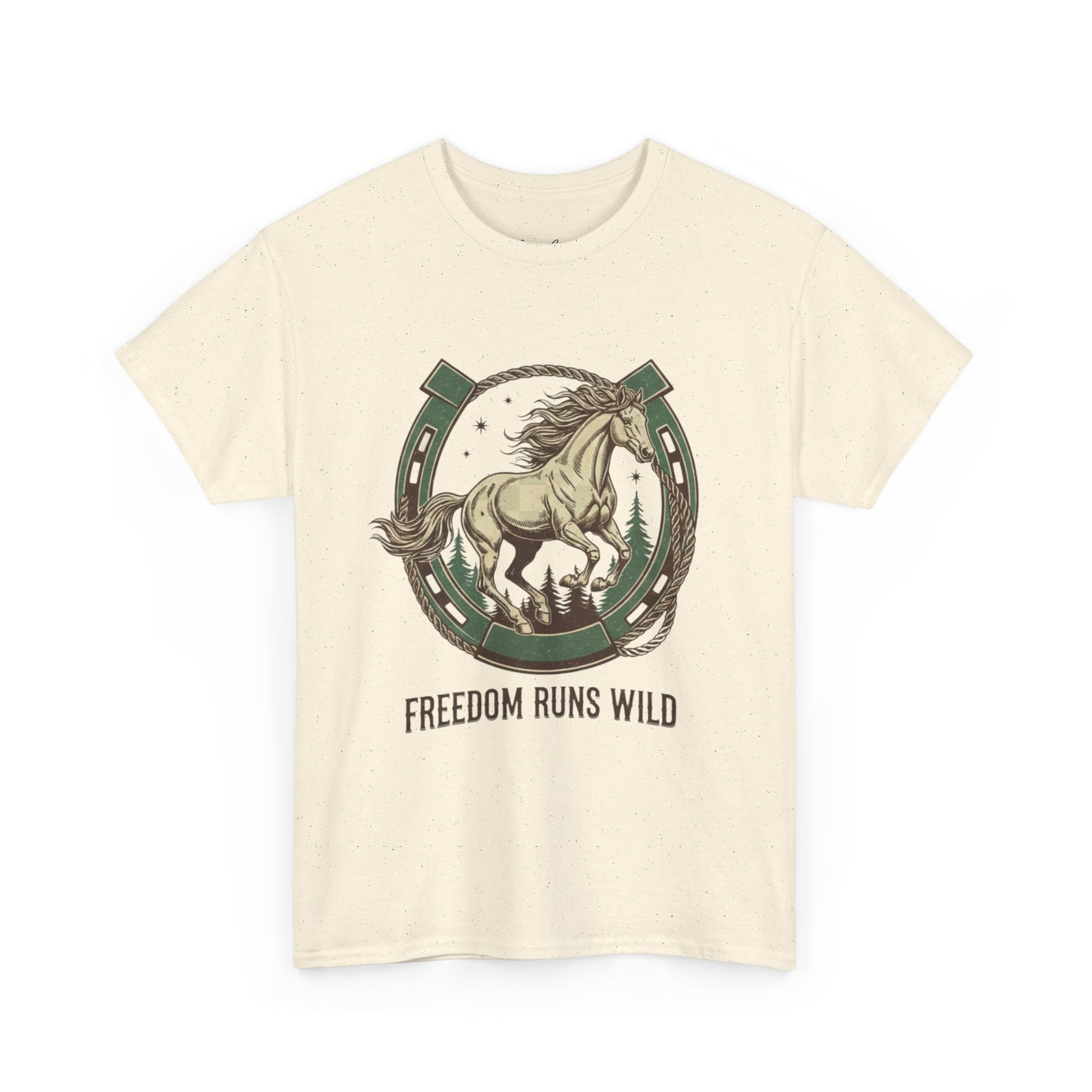Freedom Runs Wild Horse Graphic T-Shirt – Vintage Western Men’s Tee - JennyCool
