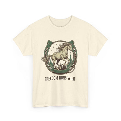 Freedom Runs Wild Horse Graphic T-Shirt – Vintage Western Men’s Tee - JennyCool