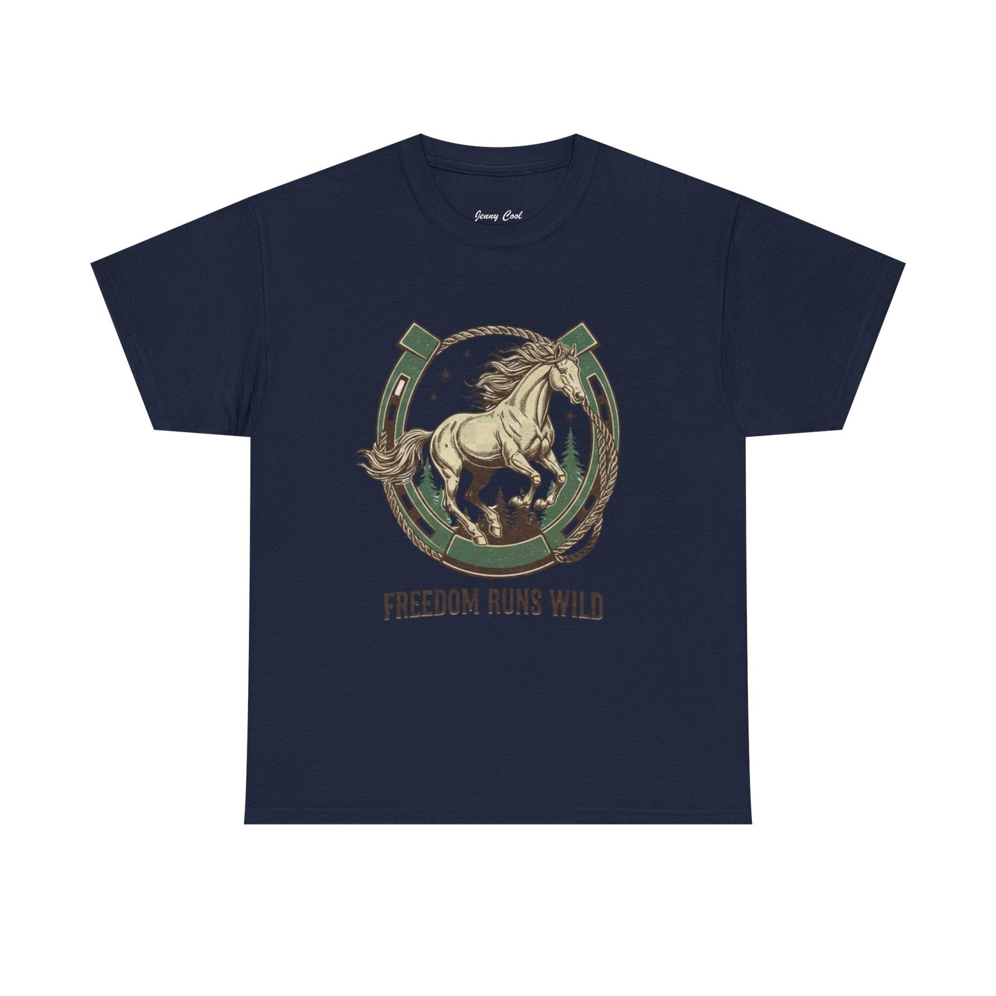 Freedom Runs Wild Horse Graphic T-Shirt – Vintage Western Men’s Tee - JennyCool