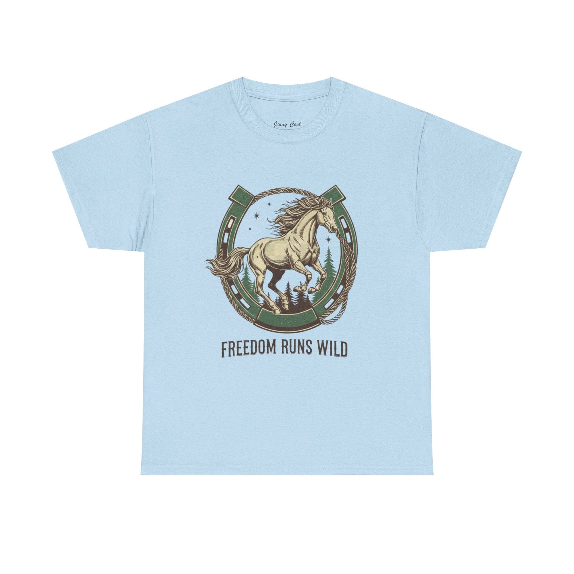Freedom Runs Wild Horse Graphic T-Shirt – Vintage Western Men’s Tee - JennyCool