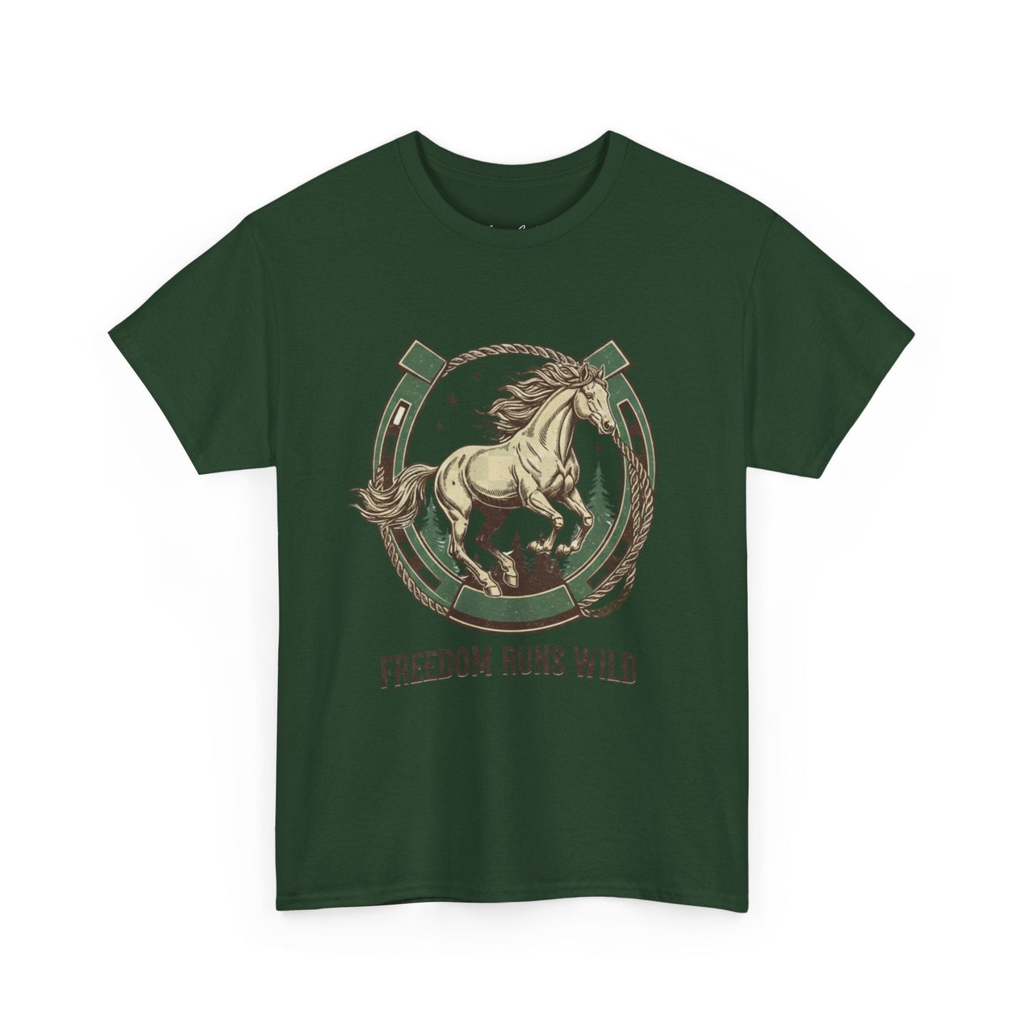 Freedom Runs Wild Horse Graphic T-Shirt – Vintage Western Men’s Tee - JennyCool