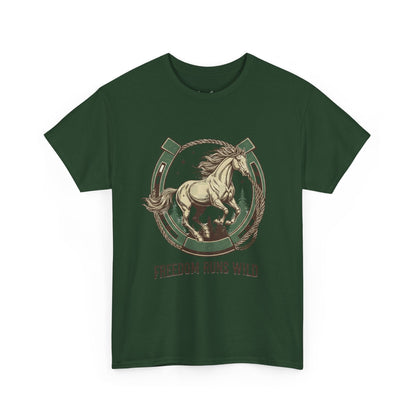 Freedom Runs Wild Horse Graphic T-Shirt – Vintage Western Men’s Tee - JennyCool