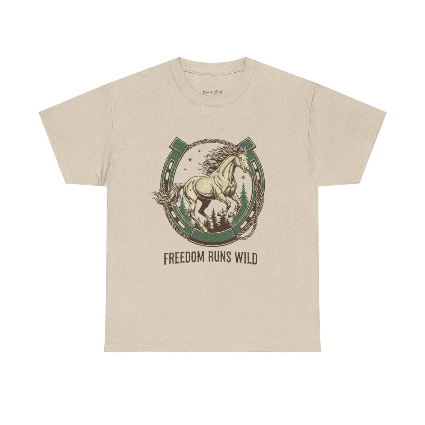 Freedom Runs Wild Horse Graphic T-Shirt – Vintage Western Men’s Tee - JennyCool