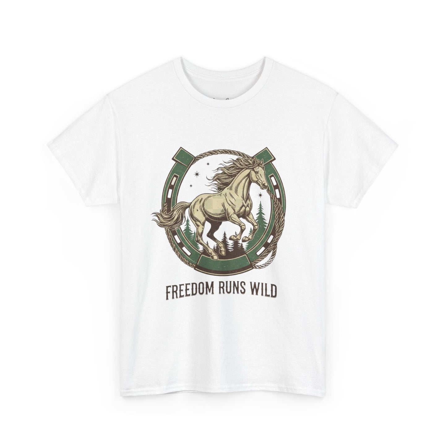 Freedom Runs Wild Horse Graphic T-Shirt – Vintage Western Men’s Tee - JennyCool