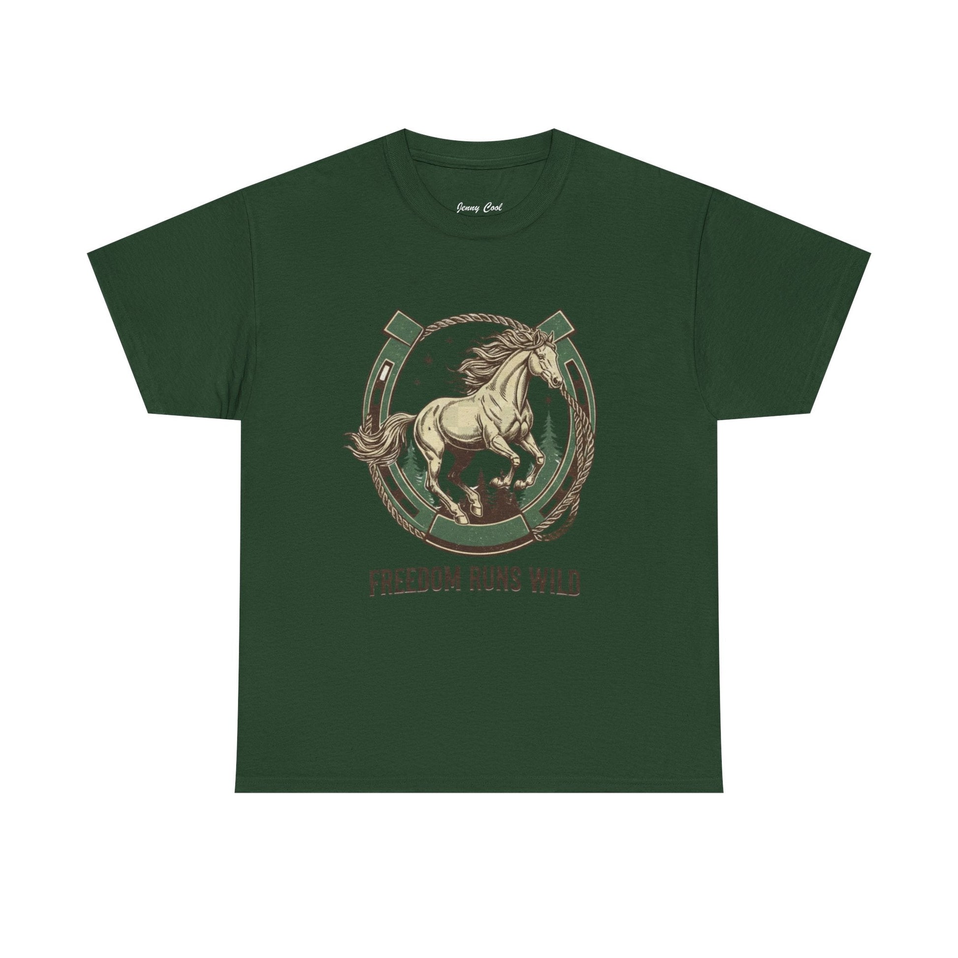 Freedom Runs Wild Horse Graphic T-Shirt – Vintage Western Men’s Tee - JennyCool