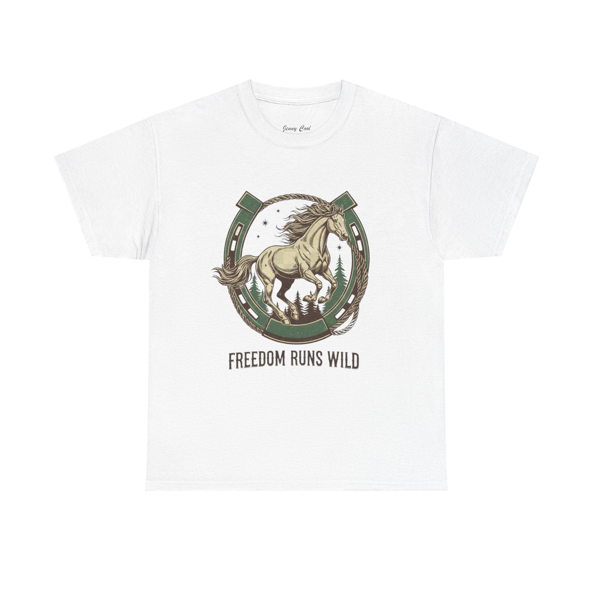 Freedom Runs Wild Horse Graphic T-Shirt – Vintage Western Men’s Tee - JennyCool