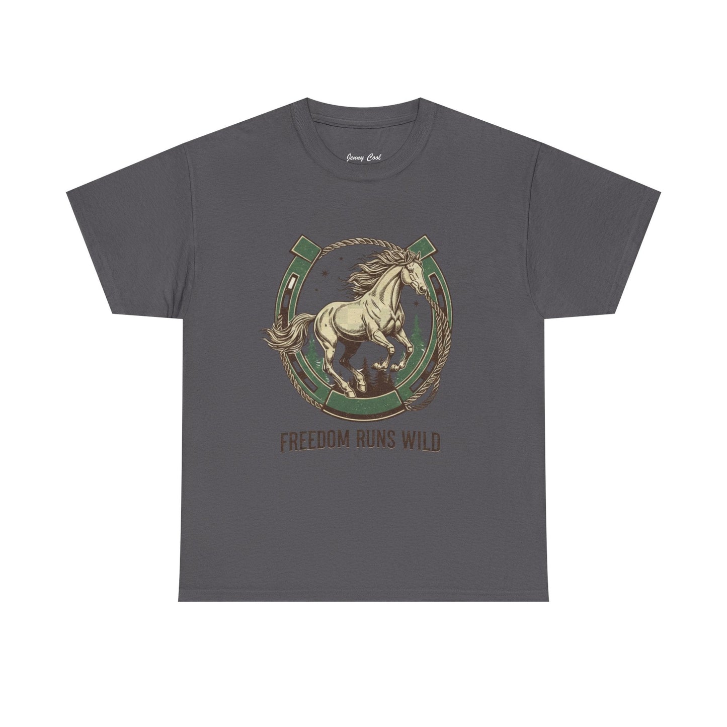 Freedom Runs Wild Horse Graphic T-Shirt – Vintage Western Men’s Tee - JennyCool