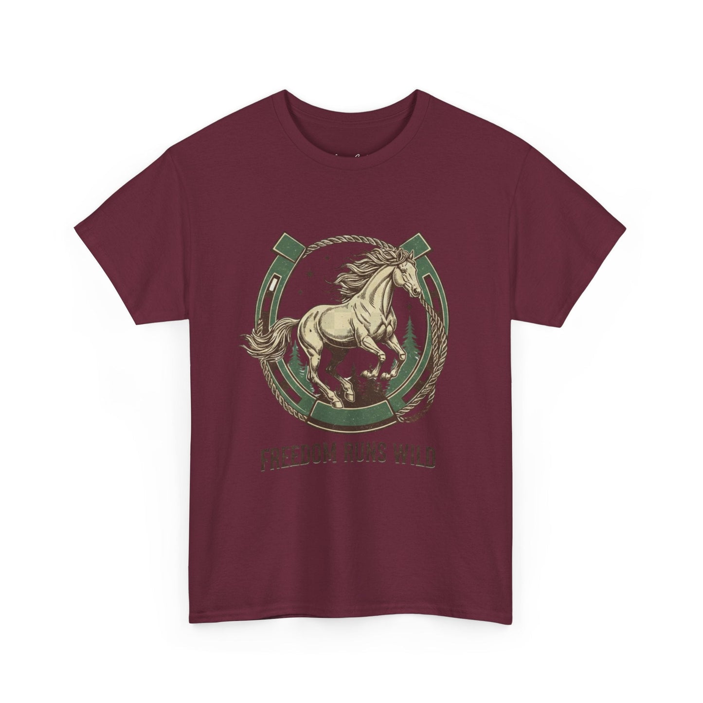 Freedom Runs Wild Horse Graphic T-Shirt – Vintage Western Men’s Tee - JennyCool