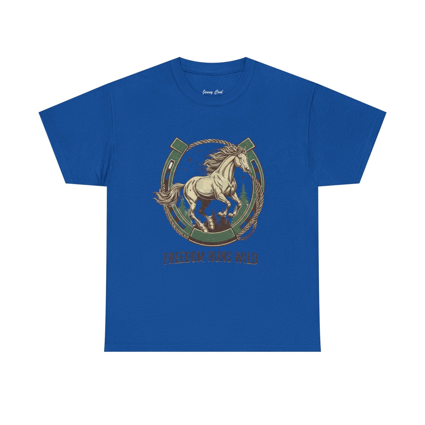 Freedom Runs Wild Horse Graphic T-Shirt – Vintage Western Men’s Tee - JennyCool