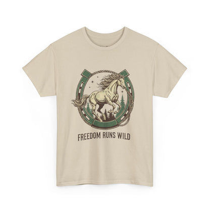 Freedom Runs Wild Horse Graphic T-Shirt – Vintage Western Men’s Tee - JennyCool