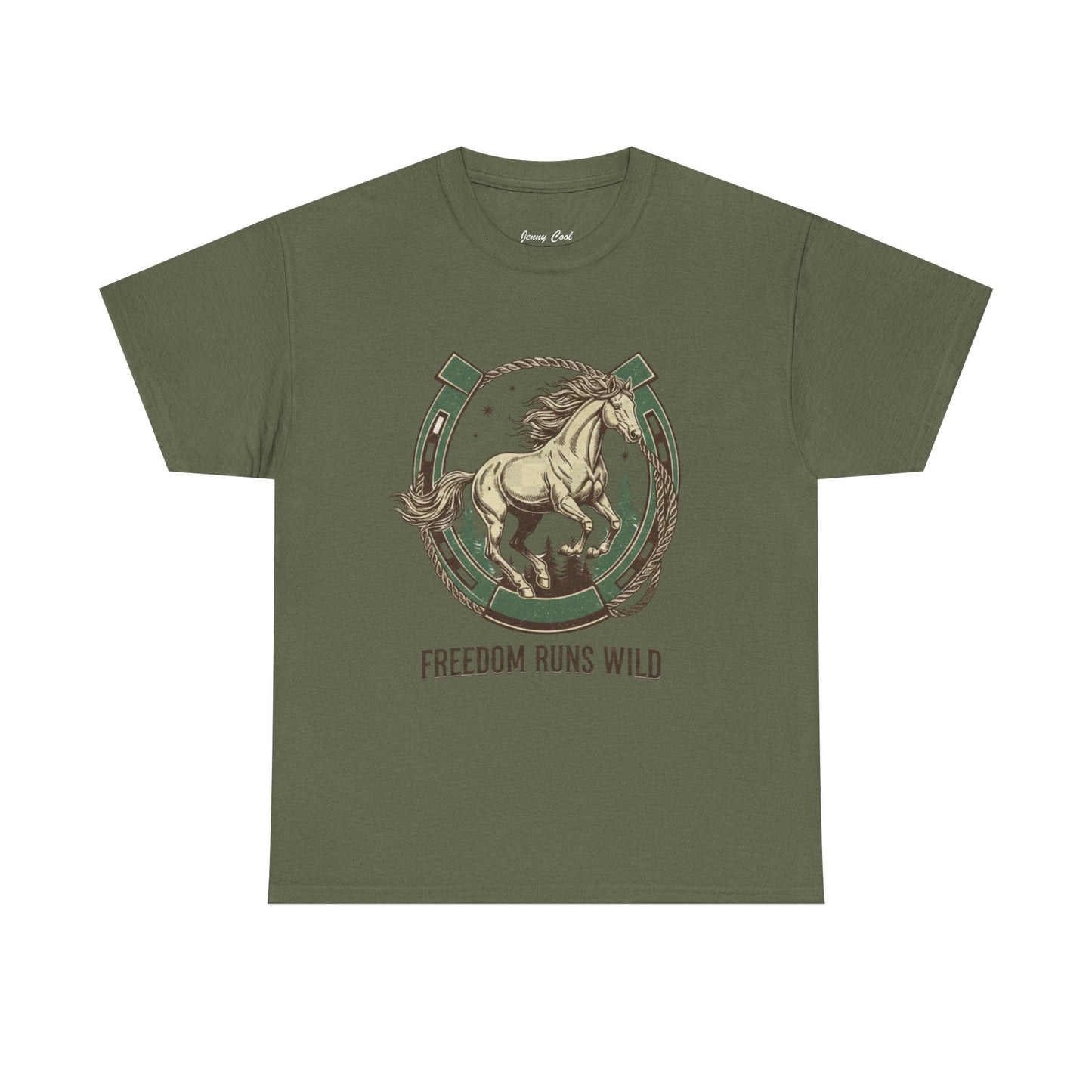 Freedom Runs Wild Horse Graphic T-Shirt – Vintage Western Men’s Tee - JennyCool