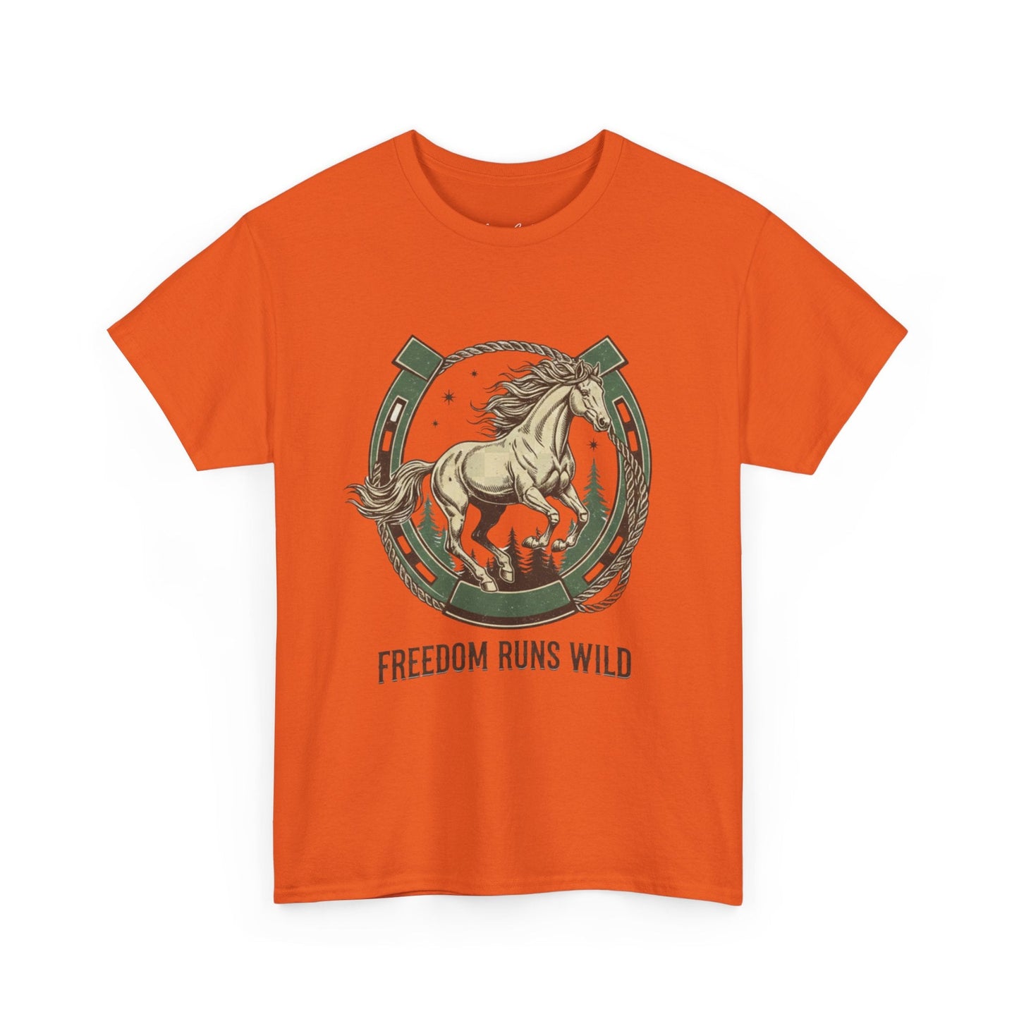 Freedom Runs Wild Horse Graphic T-Shirt – Vintage Western Men’s Tee - JennyCool