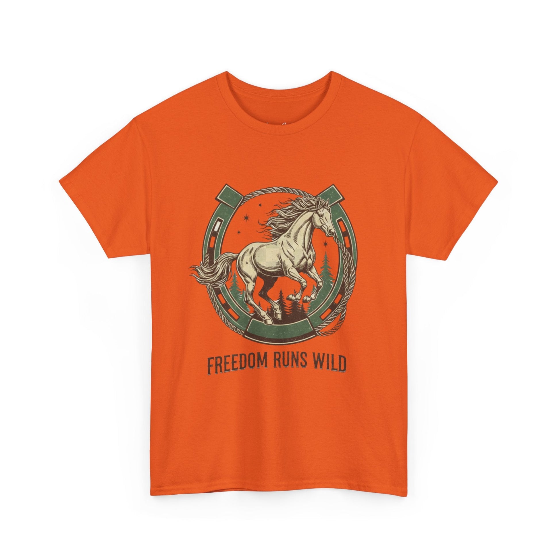 Freedom Runs Wild Horse Graphic T-Shirt – Vintage Western Men’s Tee - JennyCool