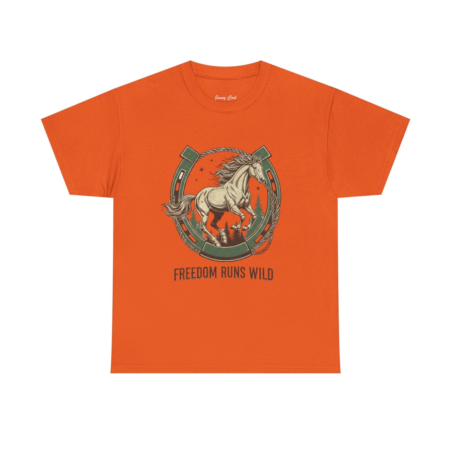 Freedom Runs Wild Horse Graphic T-Shirt – Vintage Western Men’s Tee - JennyCool